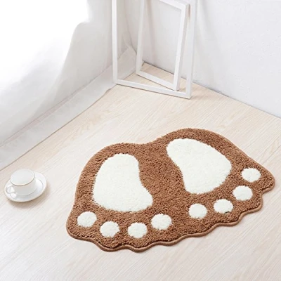 Imagen de ele ELEOPTION Alfombra de baño Antideslizante, Alfombrillas Secado rápido y pies Lindos, Absorbente Agua Suave cómoda Antideslizante para Dormitorio, Cocina, Pasillo (Café, 60 * 40CM)