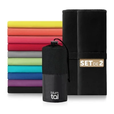 Imagen de Blumtal Toalla Microfibra 80x40 cm en Set de 2 Toallas Gimnasio Secado rápido Gym para pequeña Negro