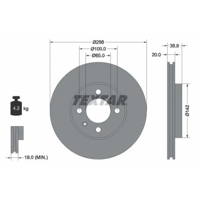 Imagen de TEXTAR PRO 92036803 Disco de freno 256 20 04/05 100 ventilación interna revestido sin perno sujeción rueda, buje rueda VOLKSWAGEN: GOLF 3