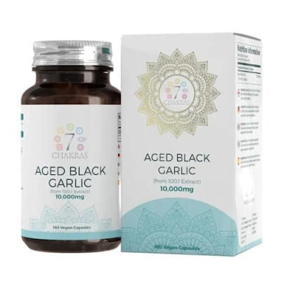 Imagen de 7C Ajo Negro Envejecido 180 Cápsulas de Sin Olor Alta Potencia 10,000 mg Extracto por Cápsula OGM, Gluten ni Alérgenos Hecho en el Reino Unido