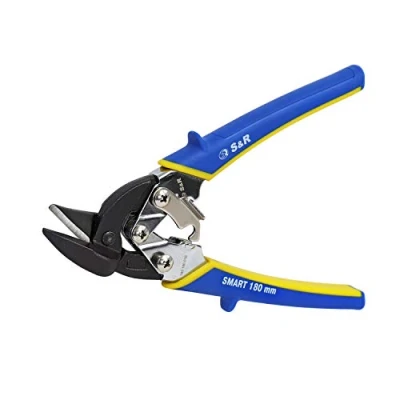 Imagen de S&amp;R Mini Tijeras Cortachapas 180 mm Tijera Pladur Corte a la Izquierda para cortar Metal y placas de Yeso 60 62 HRC Hojalatero