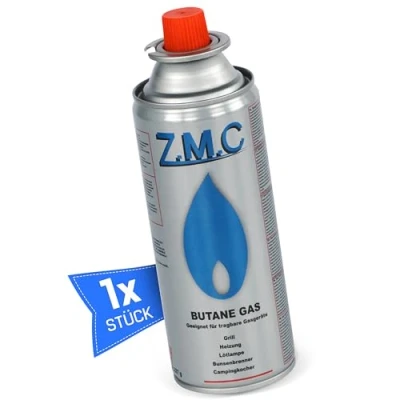 Imagen de Z.M.C 1 cartucho de gas butano 227 g con válvula tipo MSF 1a, universal conexión bayoneta para hornillo camping, calefacción gas, quemador