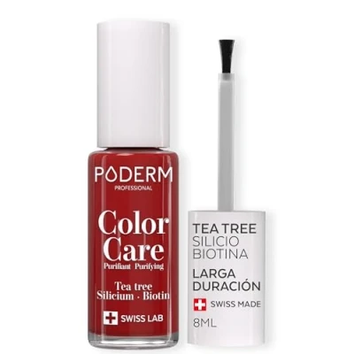 Imagen de PODERM ESMALTE DE UÑAS TEA TREE PARA HONGOS ROJO ALLURE TRATAR LAS AMARILLAS/DAÑADAS Esmastas CUIDADO Previene y trata 2 IN 1 FÓRMULA ÚNICA Hecho en Suiza