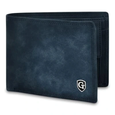 Imagen de GenTo® Berlin Cartera clásica espaciosa con compartimento para monedas Apple Airtag Protección RFID NFC aprobada por TÜV Incluye caja de regalo, Azul Marino Mate, Querformat M, Clásico