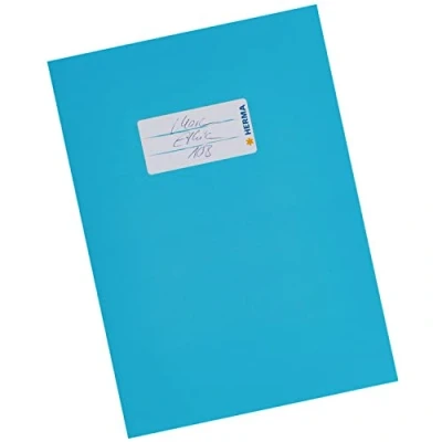 Imagen de HERMA 19764 Funda para cuaderno A5 de cartón azul claro, con campo rotulación papel estable y extra fuerte, protector cuadernos escolares, colores
