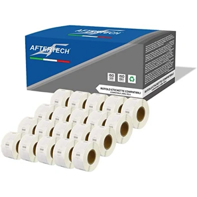 Imagen de Aftertech 20 x 11353 12 24 mm Rollos de etiquetas adhesivas compatibles (1000 etiquetas/rollo = 20000 totales) para Dymo LabelWriter Seiko SLP etiquetadoras impresoras S0722530