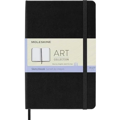 Imagen de Moleskine Medium Size 11.5 x 18 cm Art Sketchbook, Sketchbook for Drawings, Paper Suitable Pencils, Pastels, Fountain Pens and Markers, Hard Cover, Colour Black, 88 Pages