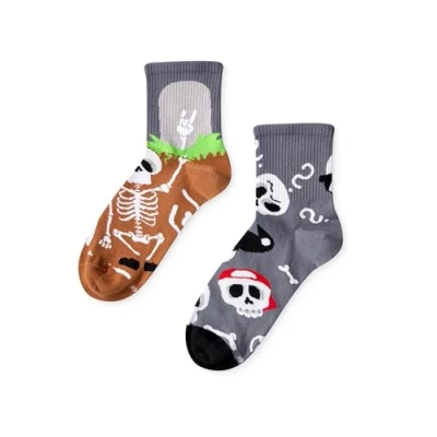 Imagen de Dedoles Calcetines Unisex Hombre Mujer y Niños Algodón muchos diseños divertidos Fútbol Bicicleta diferente izquierda derecha, color: Gris, diseño: Esqueletos (de deporte), tamaño: 35 38
