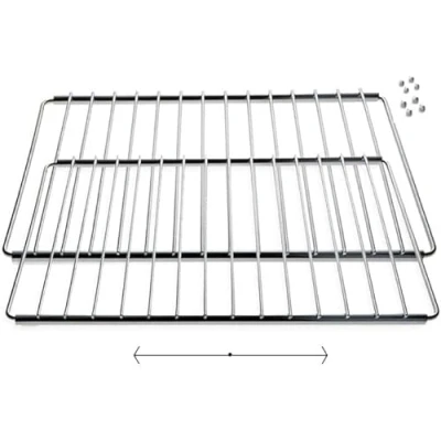 Imagen de Anakel Home Set de 2 Rejillas Horno Acero Inoxidable Extensible, Bandeja Universal 32 x 37 cm hasta 65 cm, Tornillos Incluidos