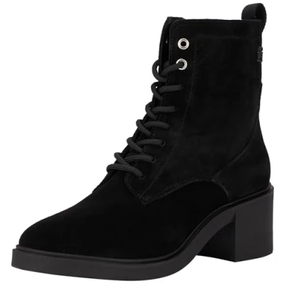 Imagen de Tommy Hilfiger MID HEEL Laceup Logotape Botines con plataforma, Mujer, Talla: 39, Black Zapatos