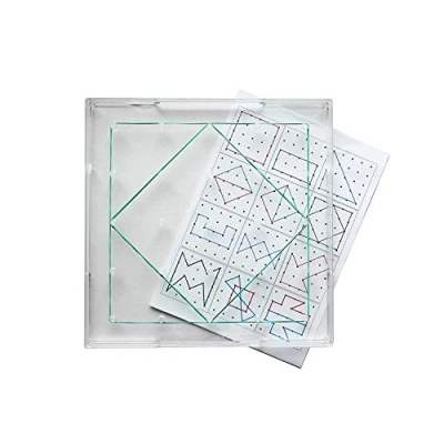Imagen de WISSNER Geobrett cuadradas 15 x cm, apilable, transparente con anillos de goma, y ​​12 plantillas