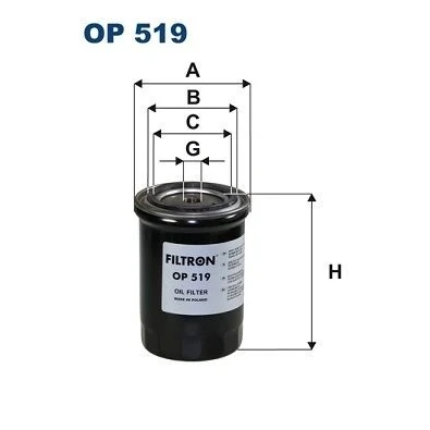 Imagen de FILTRON OP 519 Filtro de aceite 5/8 18 UNF enroscable
