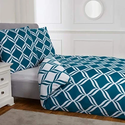 Imagen de Sleepdown 5056242762157 Juego de Funda edredón Reversible (200 x 200 cm, 2 Fundas Almohada 80 cm), diseño geométrico con Diamantes