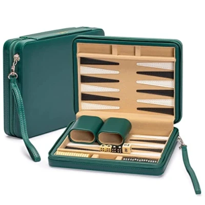 Imagen de Yellow Mountain Imports Juego de Backgammon Mini Tamaño Viaje, Izmir Imanes en Las Fichas y Tablero 23,5 centimetros