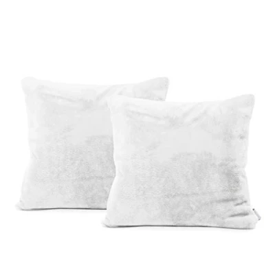 Imagen de DecoKing 2 Fundas de Almohada 45 x cm, Microfibra, Cremallera, Forro Polar, Color Blanco