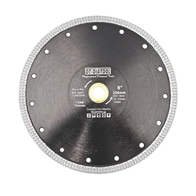 Imagen de DT DIATOOL Disco Tronzador Diamante 200 mm X 25,4 mm/22,23 mm/16mm Hoja de Sierra con Malla Turbo para Corte Porcelanico Azulejos Mármol Granito Cerámica