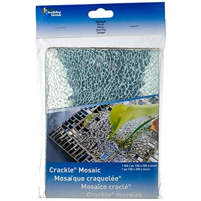 Imagen de GLOREX Crackle Mosaic Placa, Cristal, Espejo, 15 x 0.4 20 cm
