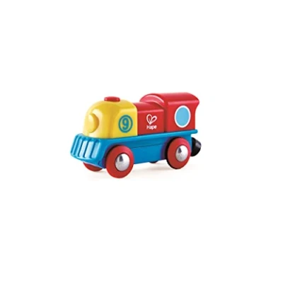 Imagen de Hape Brave Little Engine , Button Operated Multi Coloured Train, Exceptional Battery Powered Red, Yellow + Blue Finish