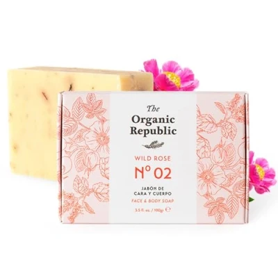 Imagen de Jabon de Manos, Cuerpo y Cara Rosa Mosqueta, Mosqueta Puro con Aceites Esenciales Cicatrizantes e Hidratantes, 100% Natural perfecto para Eliminar Estrias, 100g