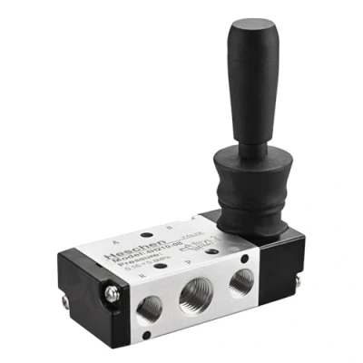 Imagen de Heschen Válvula mecánica neumática de tracción manual, 4H210 08, puerto PT1/4&quot;, 2 posiciones 5 vías