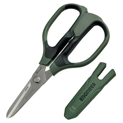 Imagen de Ingeniero ph 57 versátil tijeras con Integral dedo Guardia cortes fibra de Kevlar, piel cinturones, red, Cable cobre trenzado, Coaxial, cuerda y más