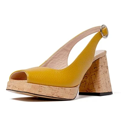 Imagen de L37 HANDMADE SHOES Alta Potencia, Plataforma Mujer, Amarillo, 35 EU