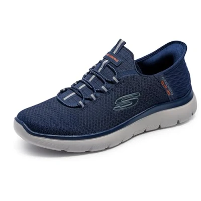 Imagen de Skechers Wide Fit Hands Free Slip ins Summits High Range, Zapatillas Hombre, Ribete de Malla Azul Marino, 39.5 EU