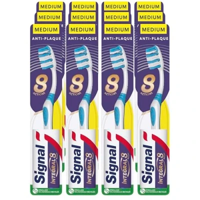 Imagen de Signal Cepillo de dientes integral 8 cuidado completo, acción antiplaca, limpieza interdental, prevención las caries, paquete 12