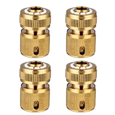 Imagen de Hydrogarden Conector de Manguera latón 4 Piezas Conexión rápida Tubo 1/2&quot; rápido para jardinería, Riego doméstico