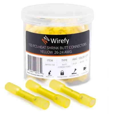 Imagen de Wirefy 150 Piezas Terminales Emplame Termorretráctil Conector a Tope de Engarce Electricos Aislados para Cables 0,14 0,25 mm²