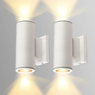 Imagen de Aigostar Aplique Pared Exterior,GU10 Antracita Aluminio Up Down Lámpara,IP65 Impermeable Luz Exterior Iluminación para Balcón Garaje Terrazas Patio Jardín,Blanco,Paquete de 2