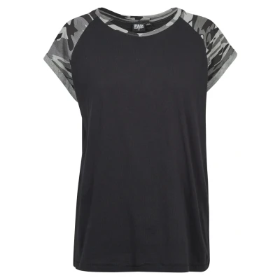 Imagen de Urban Classics Contrast Raglan Camiseta estampada, Mujer, Talla: XXL, Black/darkcamo