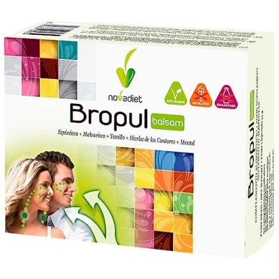Imagen de Novadiet BROPUL BALSAM Comprimidos con Equinácea, Malvavisco, Tomillo y Hierba de los Cantores Alivio la Garganta, Descongestión Respiratoria Reducción Tos 60 Masticables