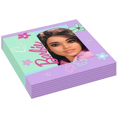 Imagen de Amscan Barbie Sweet Life 9915483 Servilletas de almuerzo para fiesta cumpleaños niños, paquete 8