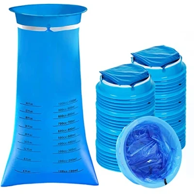 Imagen de ZCOINS 25 bolsas de enfermedad para coche, desechables vómitos, náuseas, viajes, movimiento, enfermedad, con boquilla, azul 1000 ml