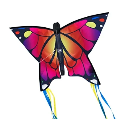 Imagen de CIM Cometa de Mariposa Butterfly Pink una Sola línea para niños Mayores 3 años 58 x 40 cm Incl. 20 m Hilo con Tiras 195 en la Cola Arco