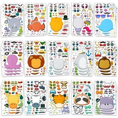 Imagen de JOYIN 90 Animales Pegatinas Infantiles Set Haz tus propias hojas de adhesivos para mezcla y combina des Salvajes Marinos, Detalles Cumpleaños