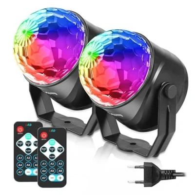 Imagen de FIMEI Luces Discoteca 2 PCS, Bola Activadas por Sonido con Control Remoto Iluminacion 7 Colores RGB Mágica Iluminación de Efecto para KTV Navidad Fiesta Boda DJ