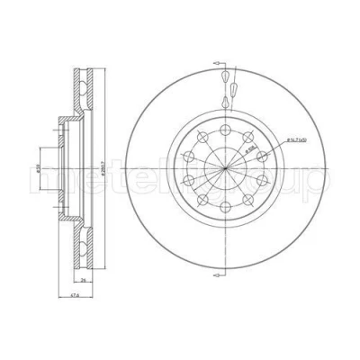 Imagen de METELLI 23 0409C Disco de freno 281,0 26,0 5 59,0 ventilado barnizado ALFA ROMEO: 166