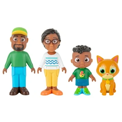 Imagen de CoComelon Cody&#039;s Family Juego de 4 Figuras Familia y Amigos Incluye Cody, Mom, Dad, Pickles The Cat Juguetes para niños, bebés preescolares