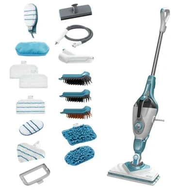 Imagen de BLACK+DECKER Limpiadora a vapor 1600W, limpiador de mano, cabezal Delta, guante STEAMITT, 16 accesorios, tiempo calentamiento 13.87s, depósito 500ml, autonomía 10 20 min, BHSM1615DAM QS