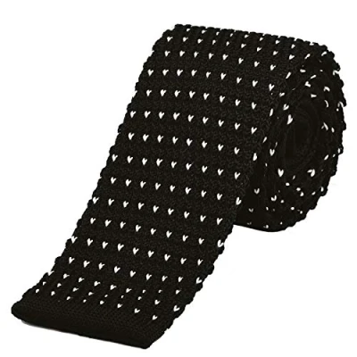 Imagen de DonDon corbata de punto estrecha color negro blanco 5cm