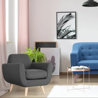 Imagen de Sofa estilo escandinavo Danubio 1 plaza tela gris oscuro Menzzo