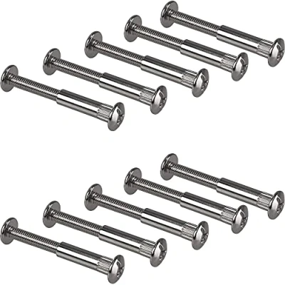 Imagen de Gedotec Tornillo para muebles Funda en V Conexión M6 Acero niquelado Espesor de madera 4656 mm Conector armario, ranura cruzada PZ2 y hoja plana 10 piezas