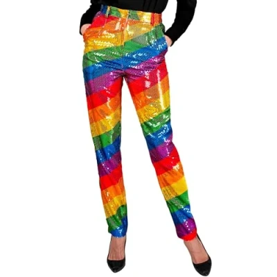 Imagen de WIDMANN MILANO Party Fashion pantalones de lentejuelas para mujer, Disco Fever, Schlagermove, animal print