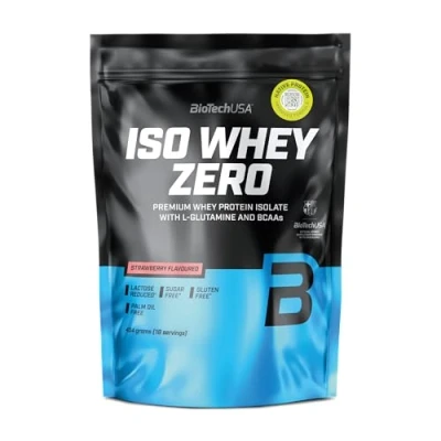 Imagen de BioTechUSA Iso Whey Zero Premium Protein Isolate Grass Fed Enzyme Free Sugar and Gluten free, 454 g, Fresa