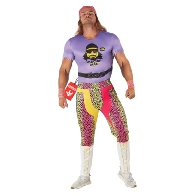 Imagen de Morphsuits Disfraz De Lucha Libre Adulto Randy Macho Man Morado, Luchador Hombre, Wwe Despedida Soltero Carnaval Hombre Talla L