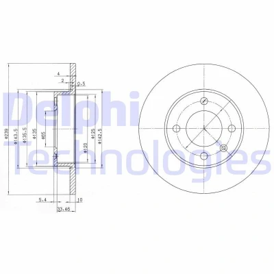 Imagen de DELPHI BG2117 Disco de freno 239 10 4 macizo aceitado sin procesar cojinete rueda, anillo sensor ABS VOLKSWAGEN: GOLF 2, 1 Cabriolet