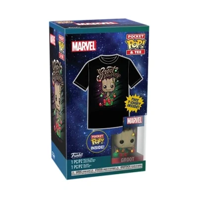 Imagen de Loungefly Pocket Pop! &amp; tee: Guardians of The Galaxy Holiday Groot L Avengers Infinity War Camiseta con Figuras Miniaturas Coleccionables Idea De Regalo Juguetes Y Franela Manga Corta