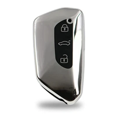 Imagen de Carcasa Protectora para Llave de Coche 3 Botones TPU Cromado Brillante Accesorio VF (Cromo Plata)